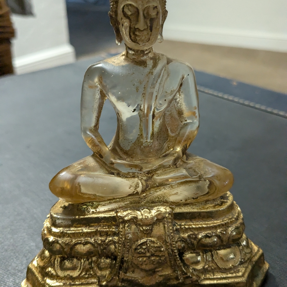 Vintage Gold and Clear Buddha Sculpture